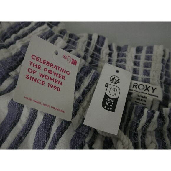 Roxy Women's Oceanside Striped Drawstring Pockets Linen Pants XL - Picture 9 of 12